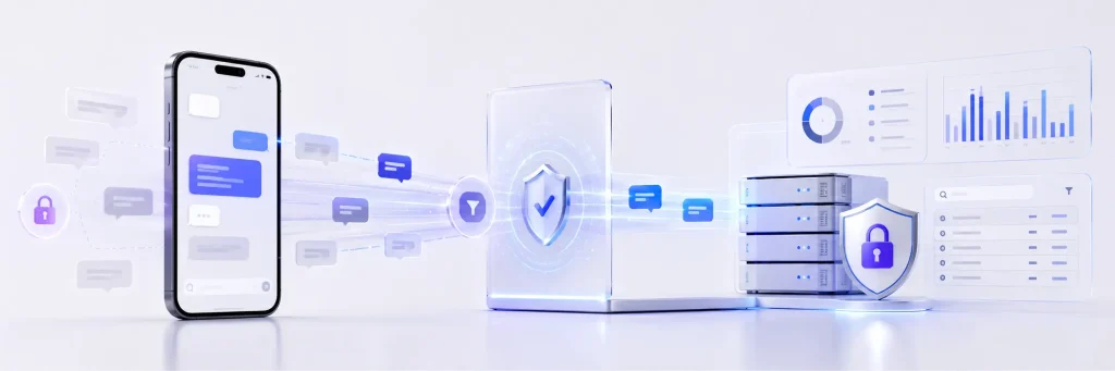 Business text messages filtered, captured, and securely retained in a searchable archive for SEC 17a-3 and SEC 17a-4 compliance.
